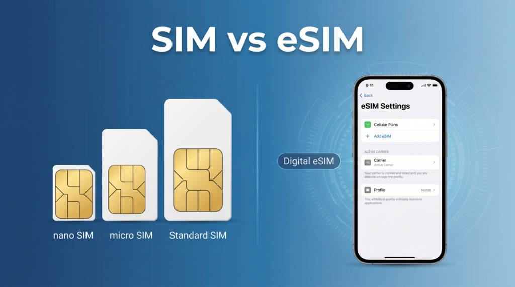 SIMカードとeSIMの違い｜サイズ・仕組み・入れ替え方【2026年版】