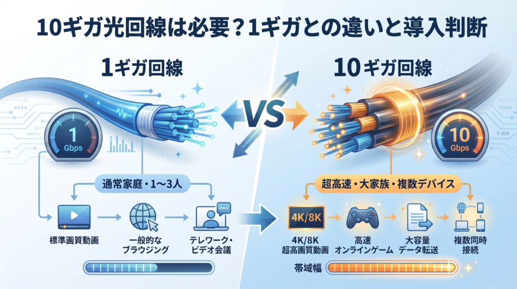 10ギガ光回線は必要？1ギガとの違いと導入判断【2026年版】
